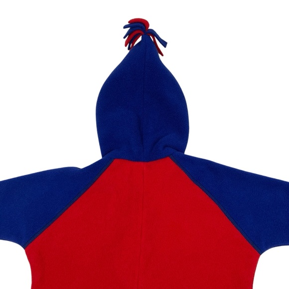 Vintage 90s LL Bean Kids Red & Blue Fleece Snow Suit Bunting One Piece Hooded - Picture 5 of 15